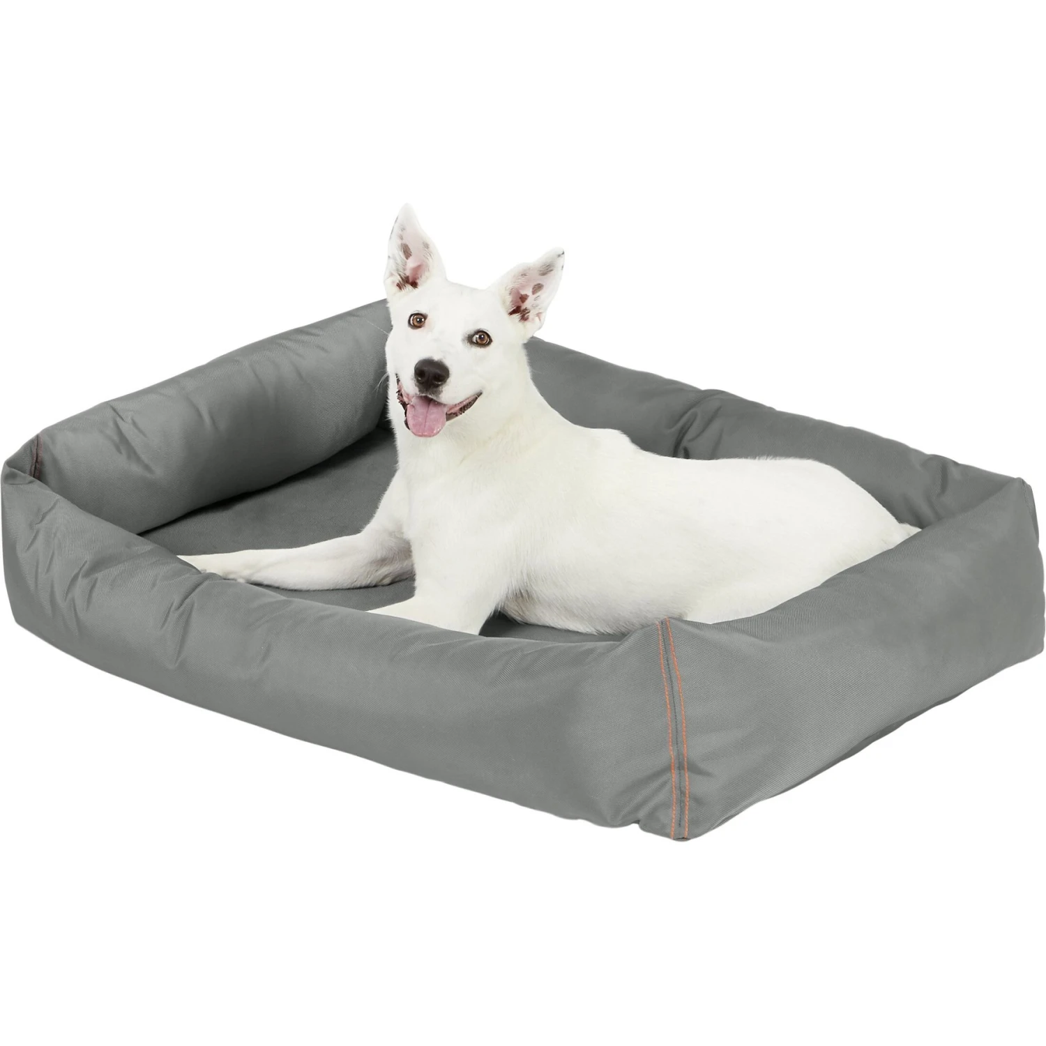 Frisco Rectangular Bolster Dog Bed W/Removable Cover, Dark Gray - Image 4