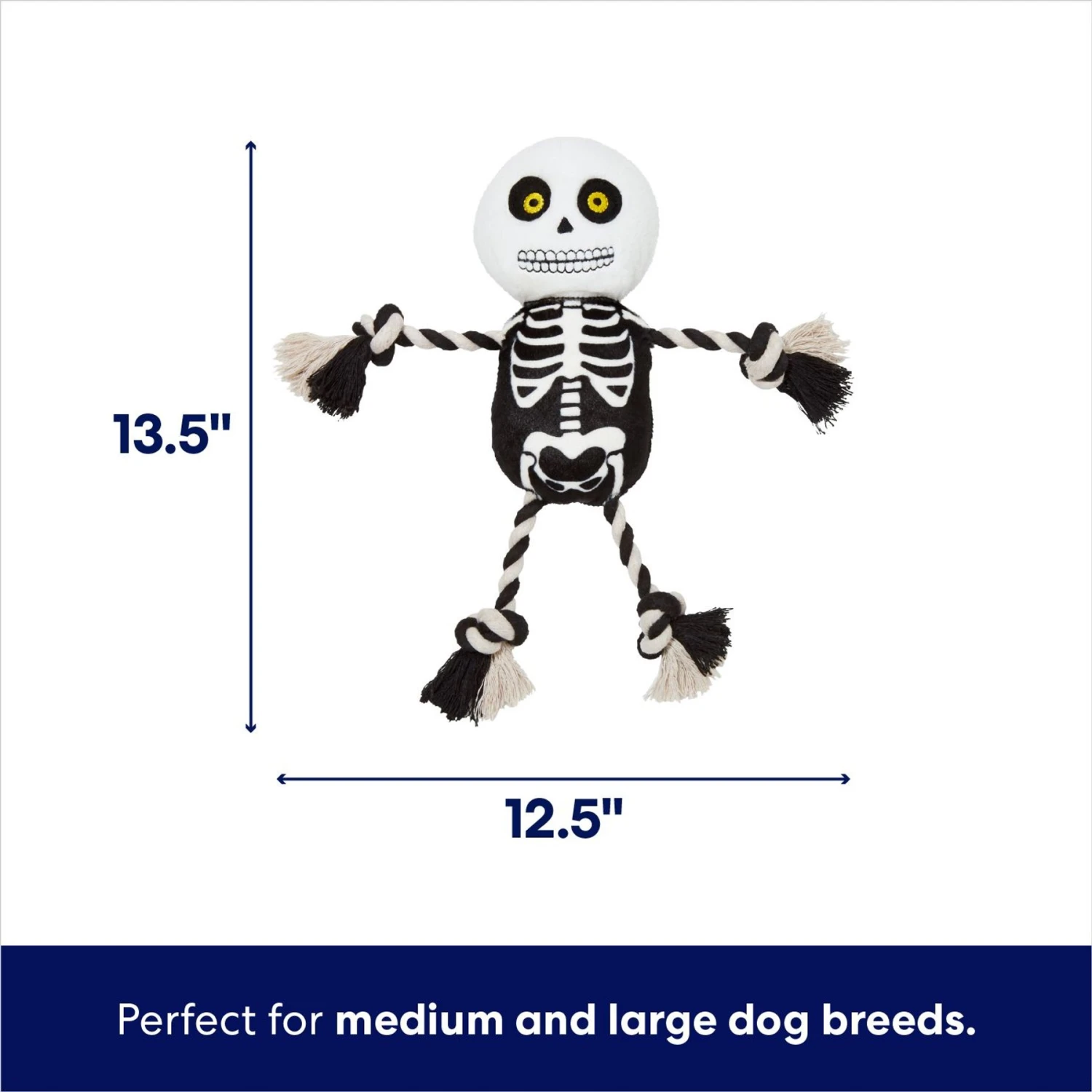 Frisco Halloween Skeleton Plush With Rope Squeaky Dog Toy - Image 2