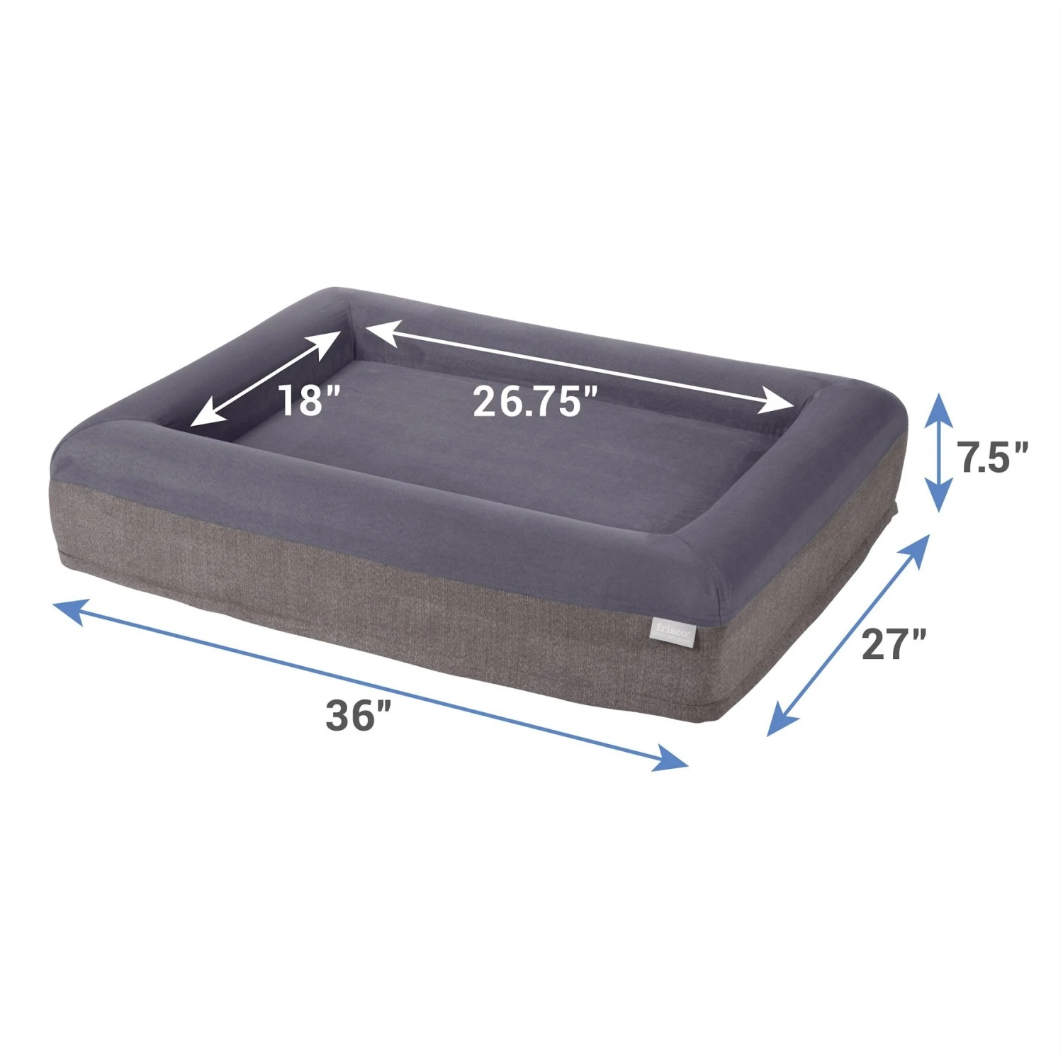 Frisco Orthopedic Rectangular Bolster Cat & Dog Bed W/Removable Cover - Image 2