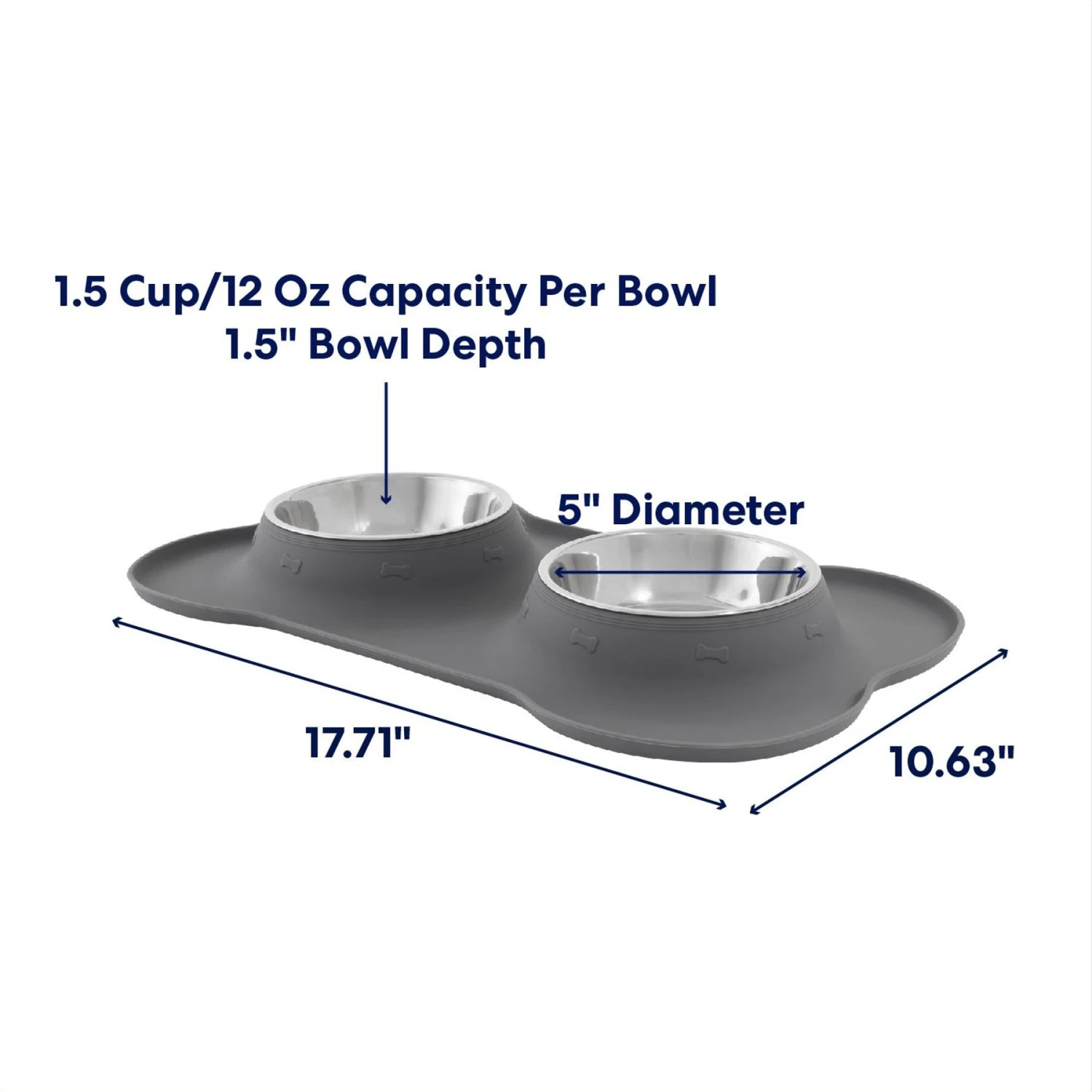 Frisco Silicone Stainless Steel Double Diner Dog & Cat Bowl - Image 2
