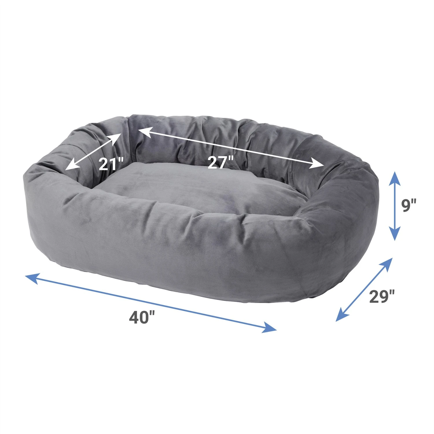 Frisco Velvet Round Bolster Dog Bed W/Removable Cover - Image 2