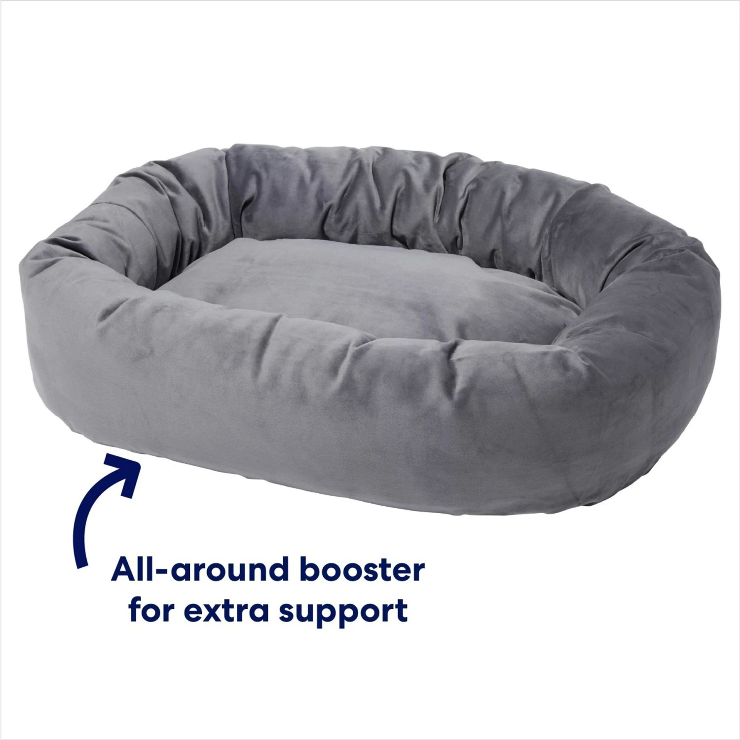 Frisco Velvet Round Bolster Dog Bed W/Removable Cover - Image 3