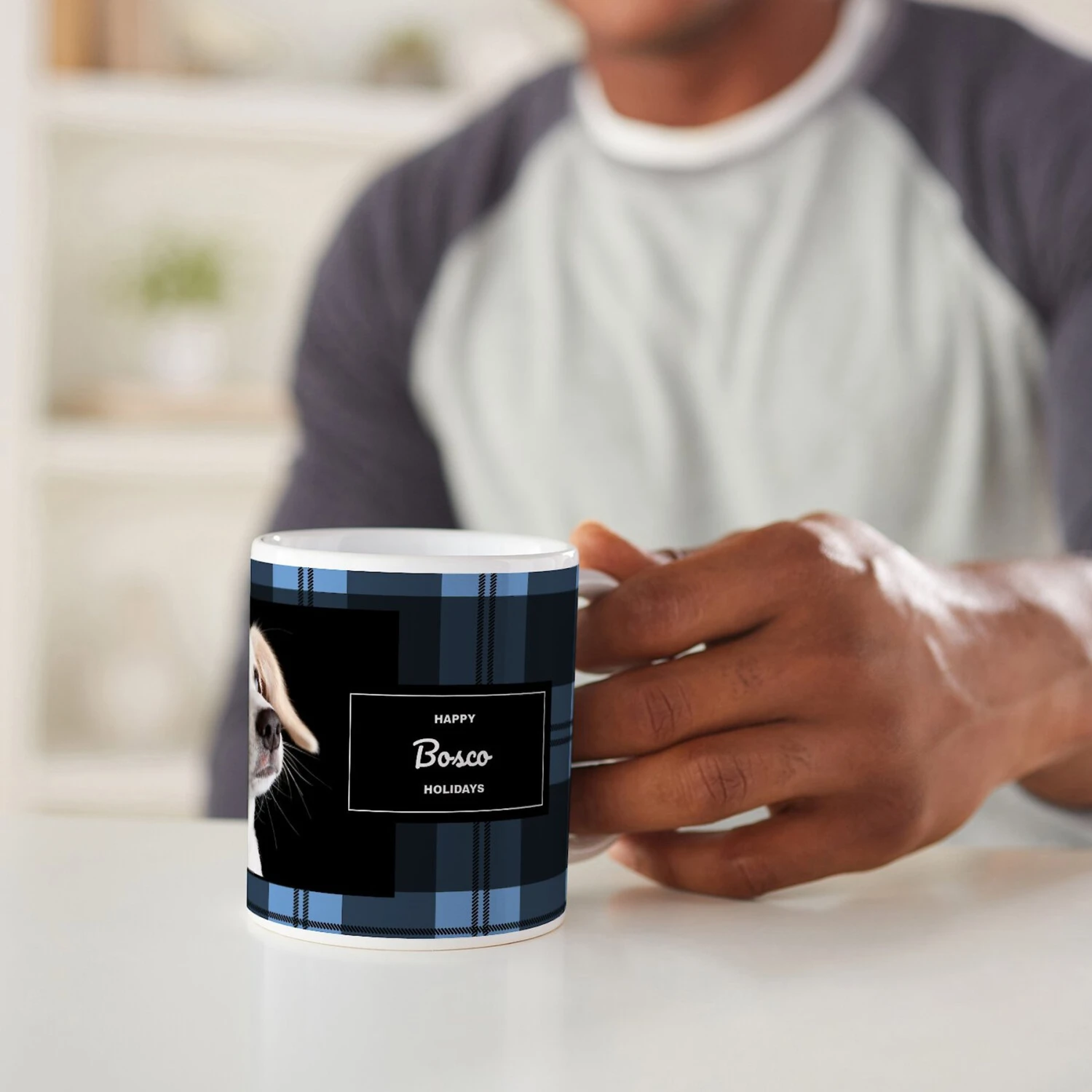 Frisco Plaid Red Personalized Coffee Mug, 11-oz - Image 4