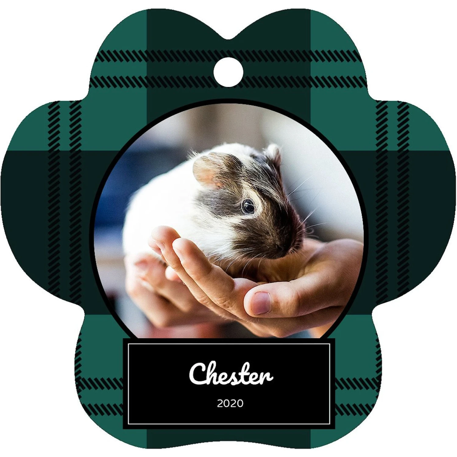 Frisco Plaid Paw Shape Metal Personalized Dog & Cat Holiday Ornament - Image 3