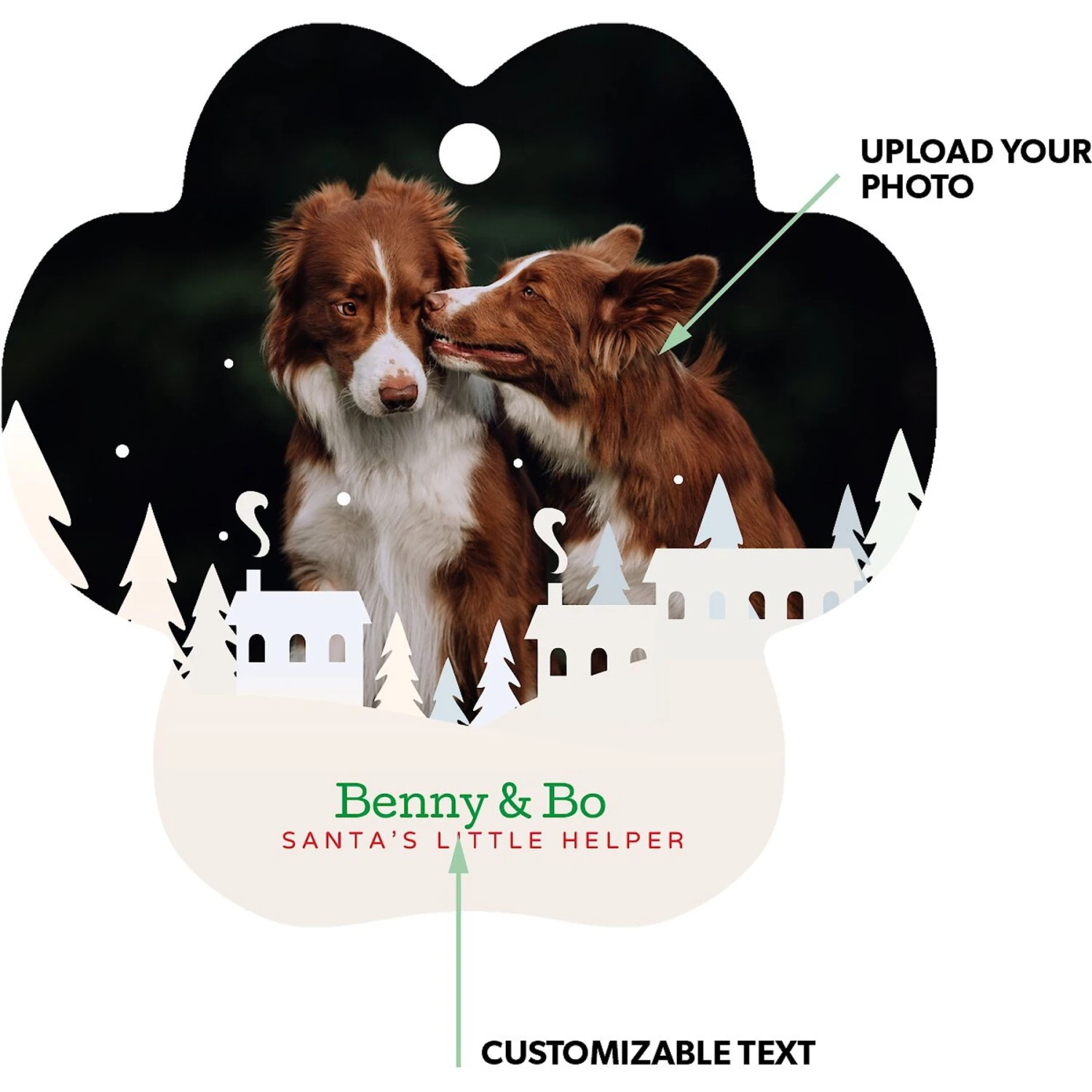 Frisco Winter Town Paw Shape Metal Personalized Dog & Cat Holiday Ornament - Image 2