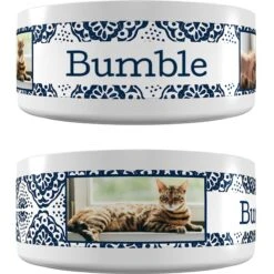 Frisco Boho Damask Ceramic Personalized Dog & Cat Bowl