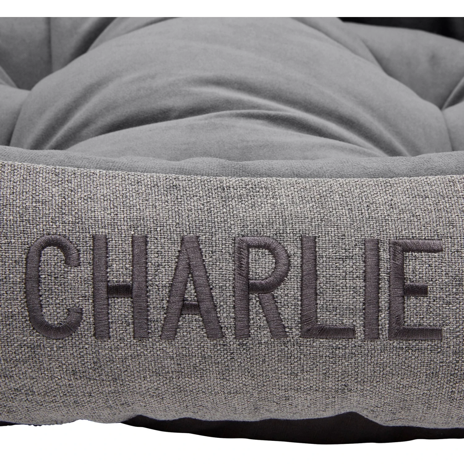 Frisco Rectangular Personalized Bolster Dog Bed W/Removable Cover, Dark Gray, X-Large - Image 4
