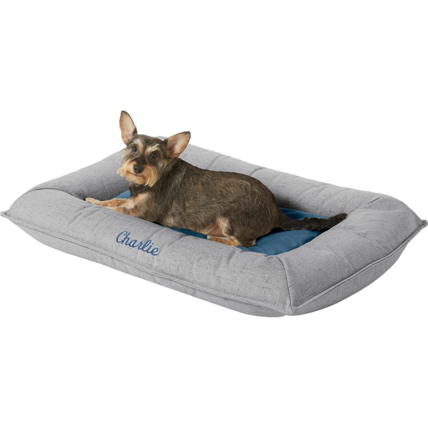 Frisco Orthopedic Personalized Bolster Dog Bed W/Removable Cover, Harbour Blue, Large - Image 2