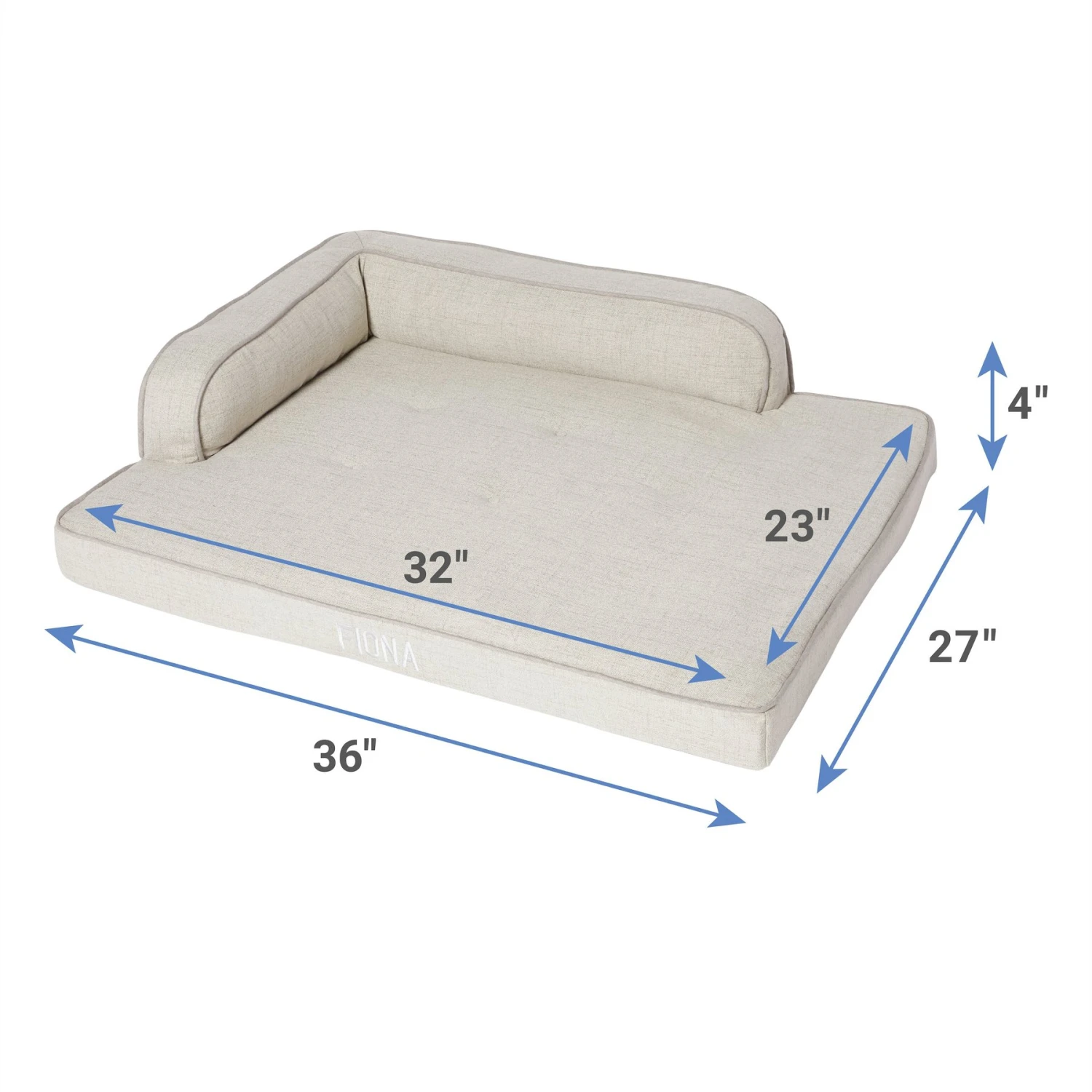 Frisco Faux Linen Corner Personalized Bolster Dog Bed W/Removable Cover - Image 2