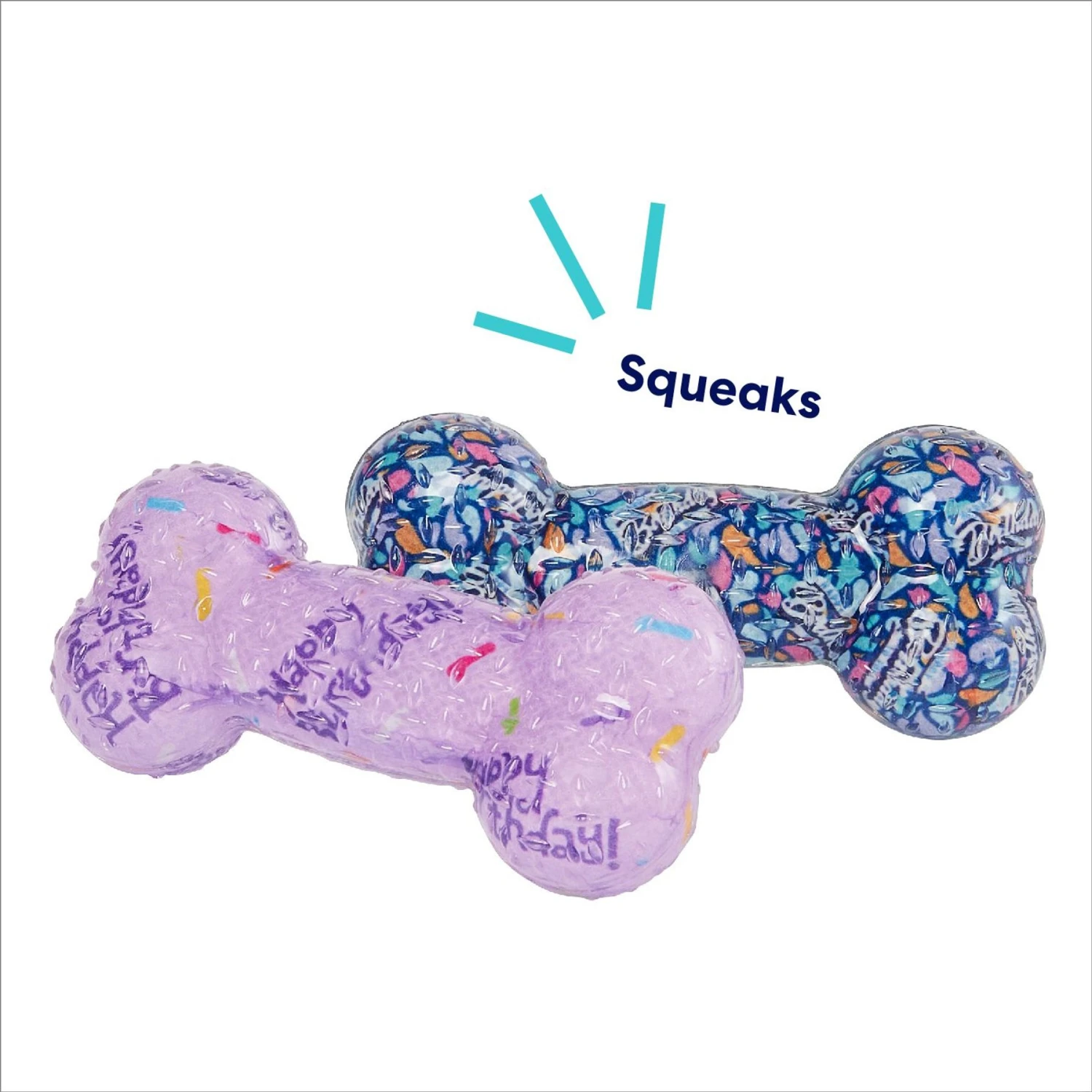 Frisco Birthday TPR Fetch Bone Squeaky Dog Toy - Image 3