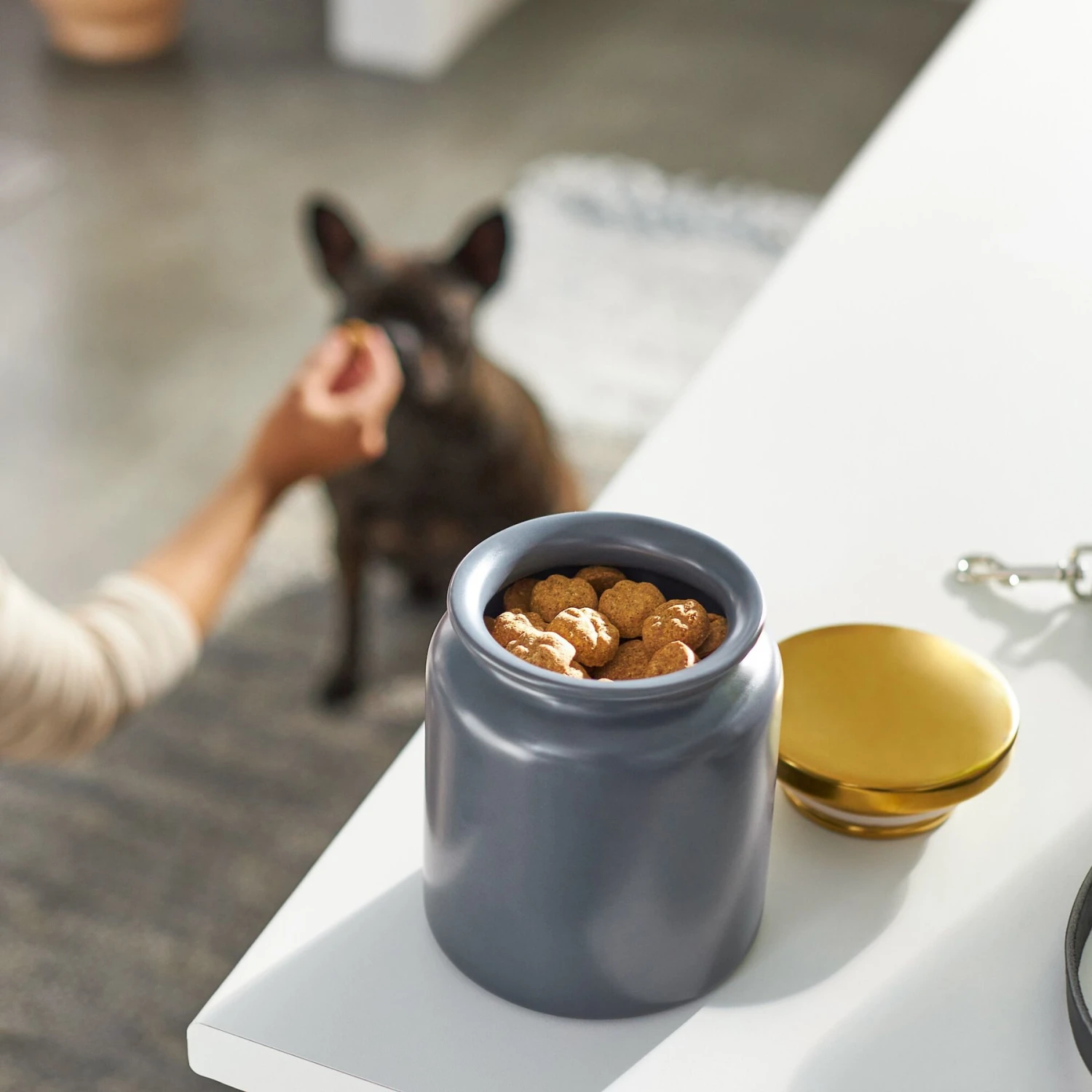 Frisco Modern Gold Rim Ceramic Treat Jar - Image 3