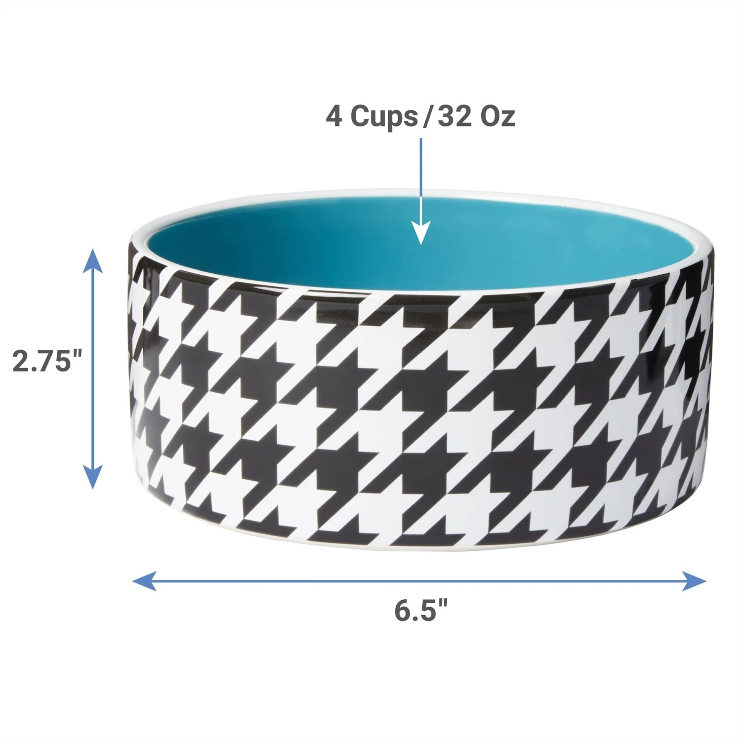 Frisco Houndstooth Non-skid Ceramic Dog Bowl - Image 2