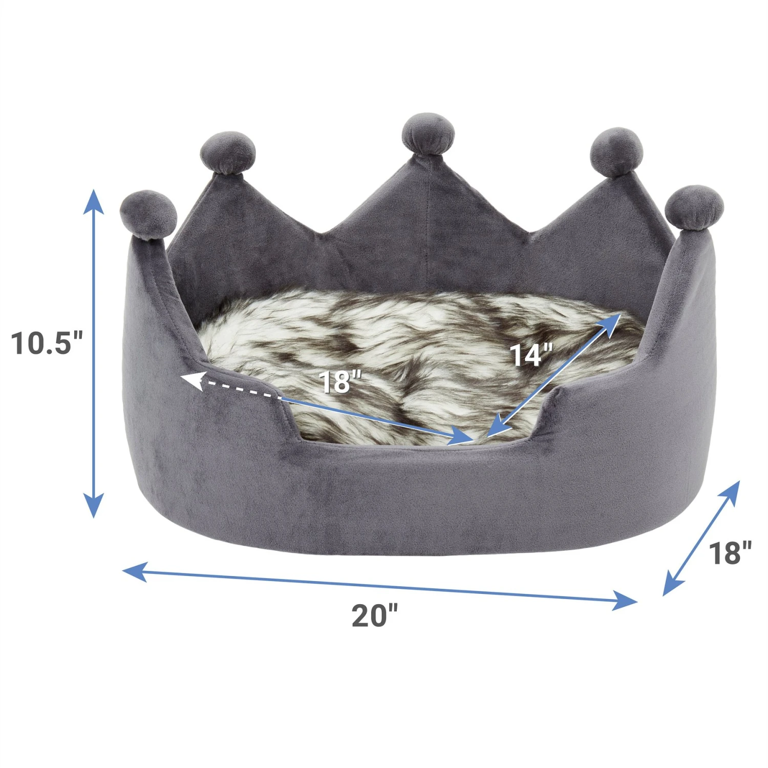 Frisco Faux Fur Crown Pillow Cat & Dog Bed - Image 2