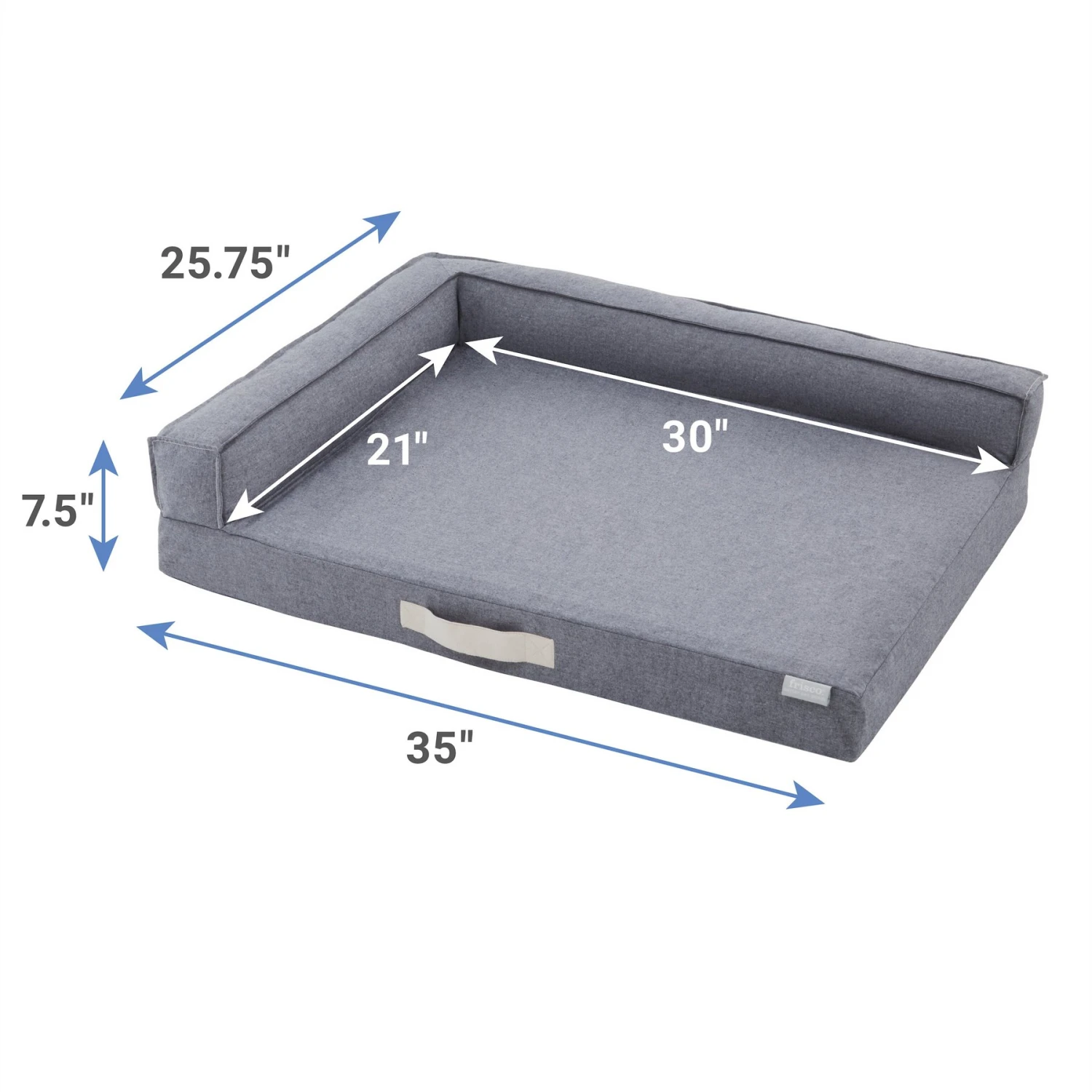 Frisco Chambray Orthopedic Corner Sofa Bolster Dog Bed W/Removable Cover - Image 2