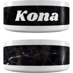 Frisco Personalized Black Marble Dog & Cat Bowl