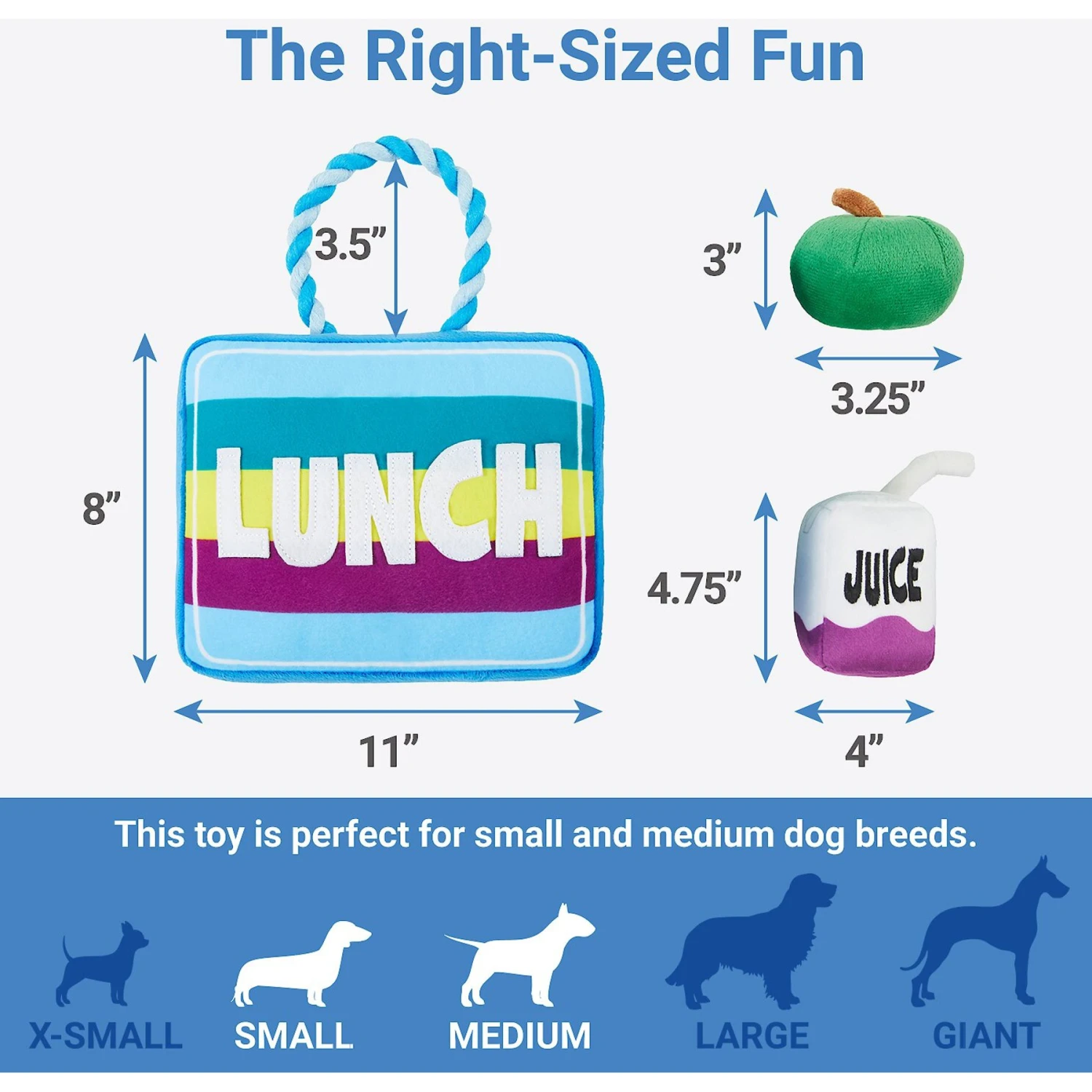 Frisco Back To School Lunchbox With Juice & Apple Plush With Rope Squeaky Dog Toy - Image 2