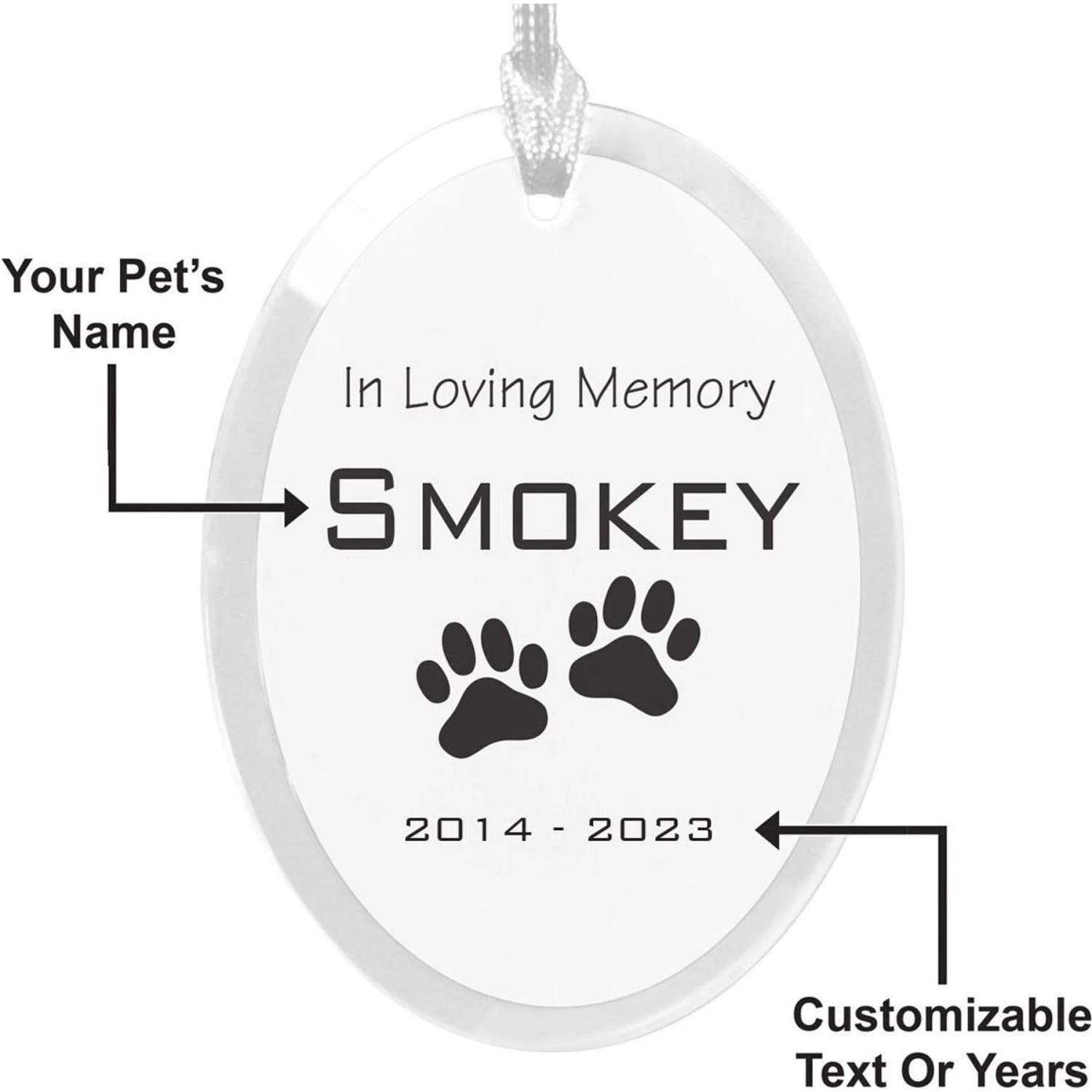 Frisco "In Loving Memory" Paw Glass Personalized Ornament - Image 5