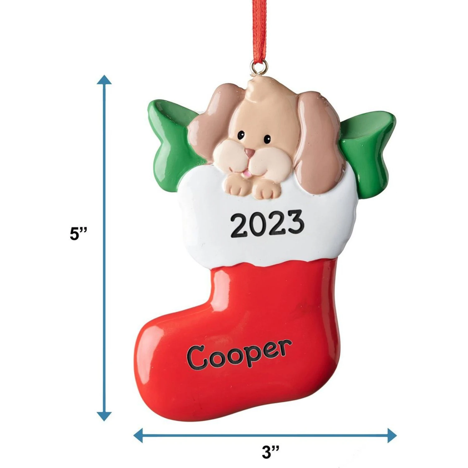 Frisco Dog In Stocking Resin Personalized Ornament - Image 2
