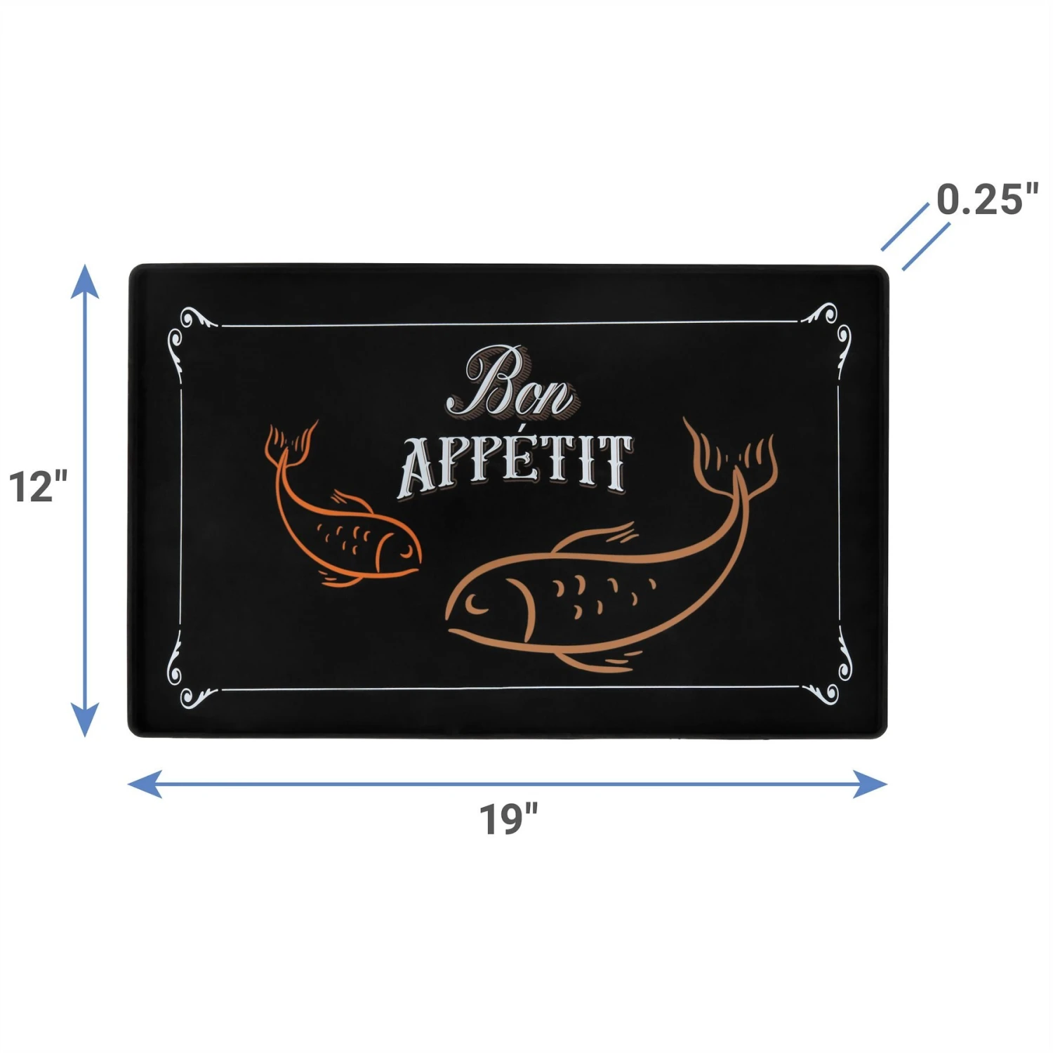 Frisco Silicone Fish Print Dog & Cat Food Mat, Black - Image 2