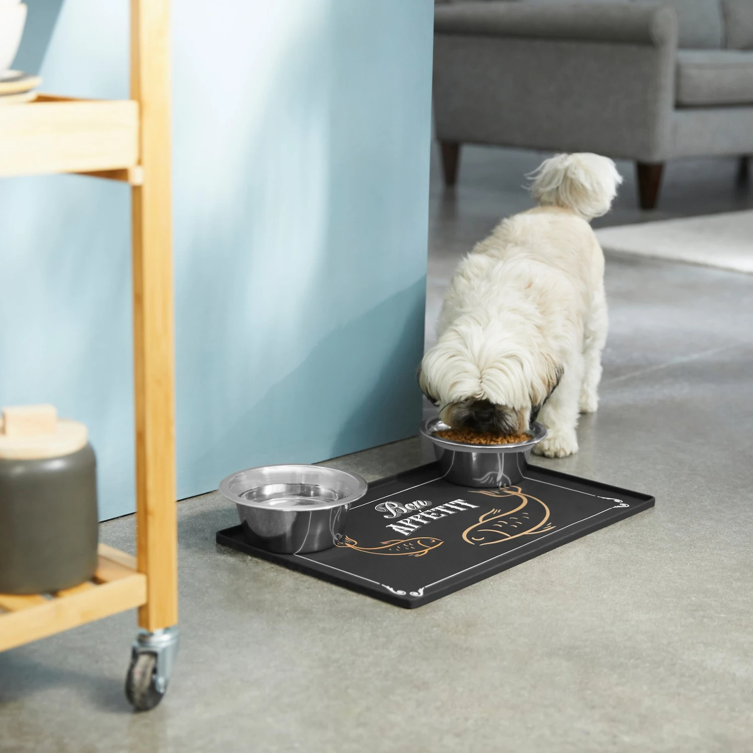 Frisco Silicone Fish Print Dog & Cat Food Mat, Black - Image 3