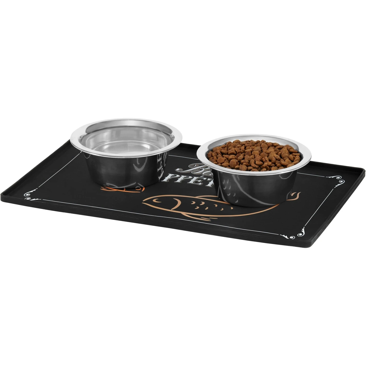 Frisco Silicone Fish Print Dog & Cat Food Mat, Black - Image 5