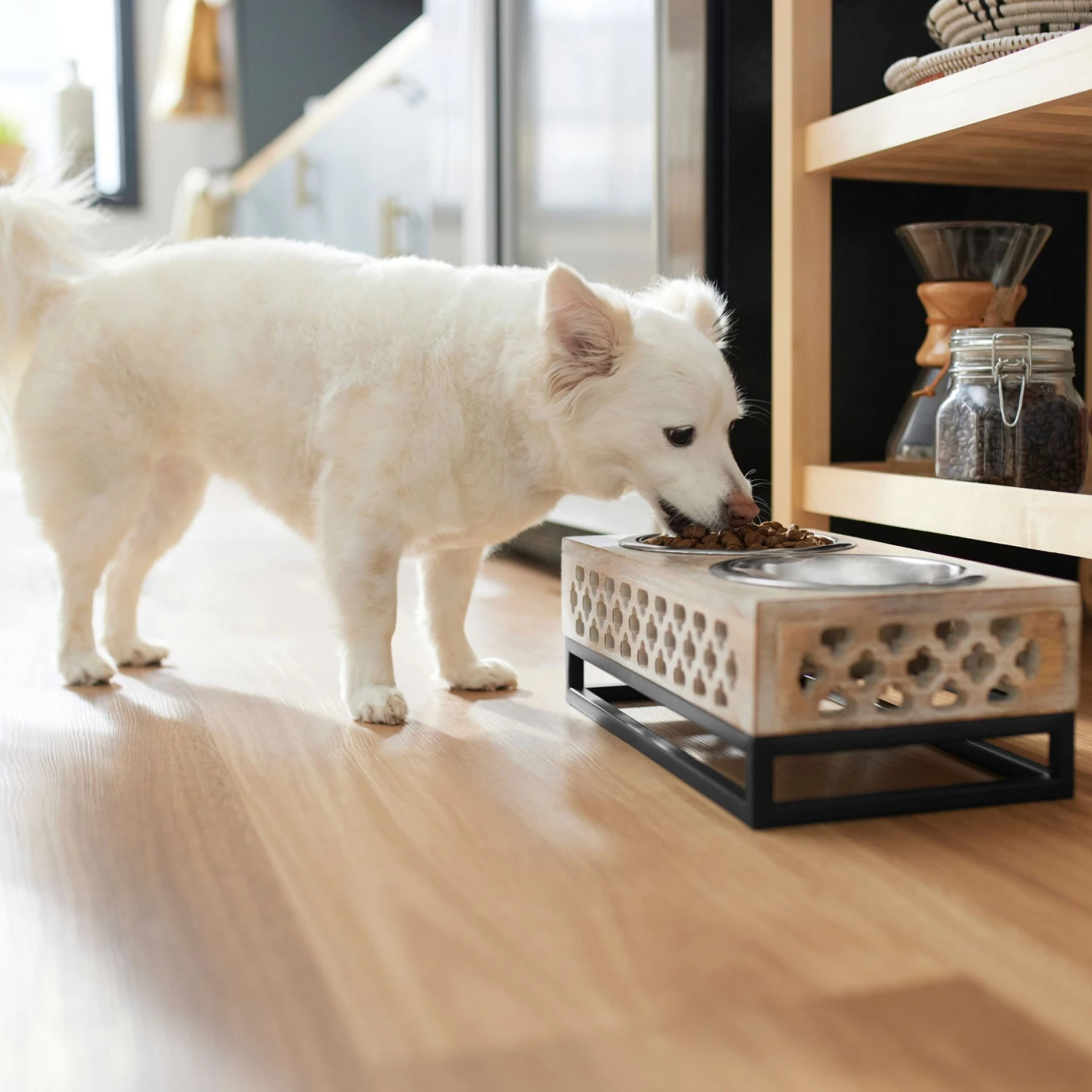 Frisco Premium Wood Elevated Stainless Steel Double Diner Dog & Cat Bowl, 3 Cup - Image 3