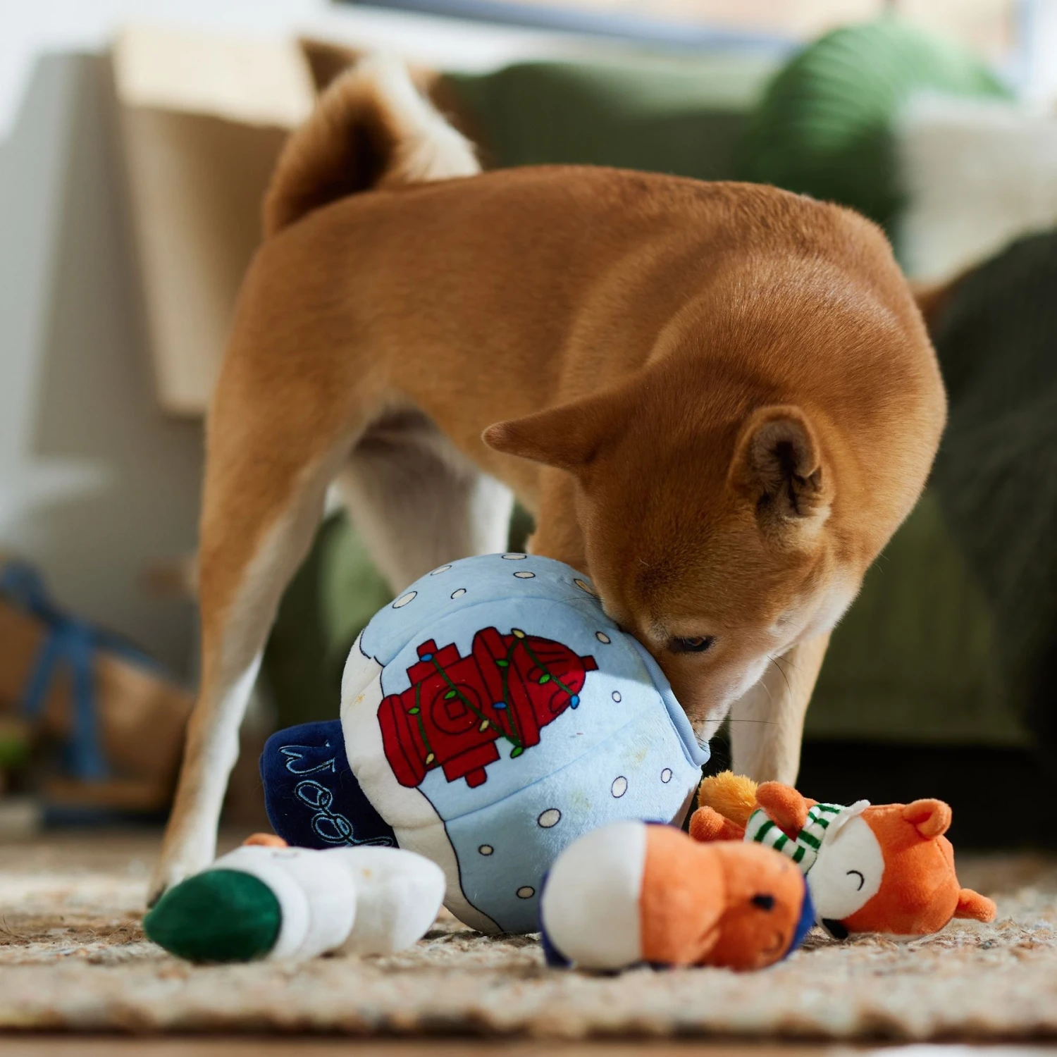 Frisco Holiday Melting Snow Globe Hide & Seek Puzzle Plush Squeaky Dog Toy - Image 4