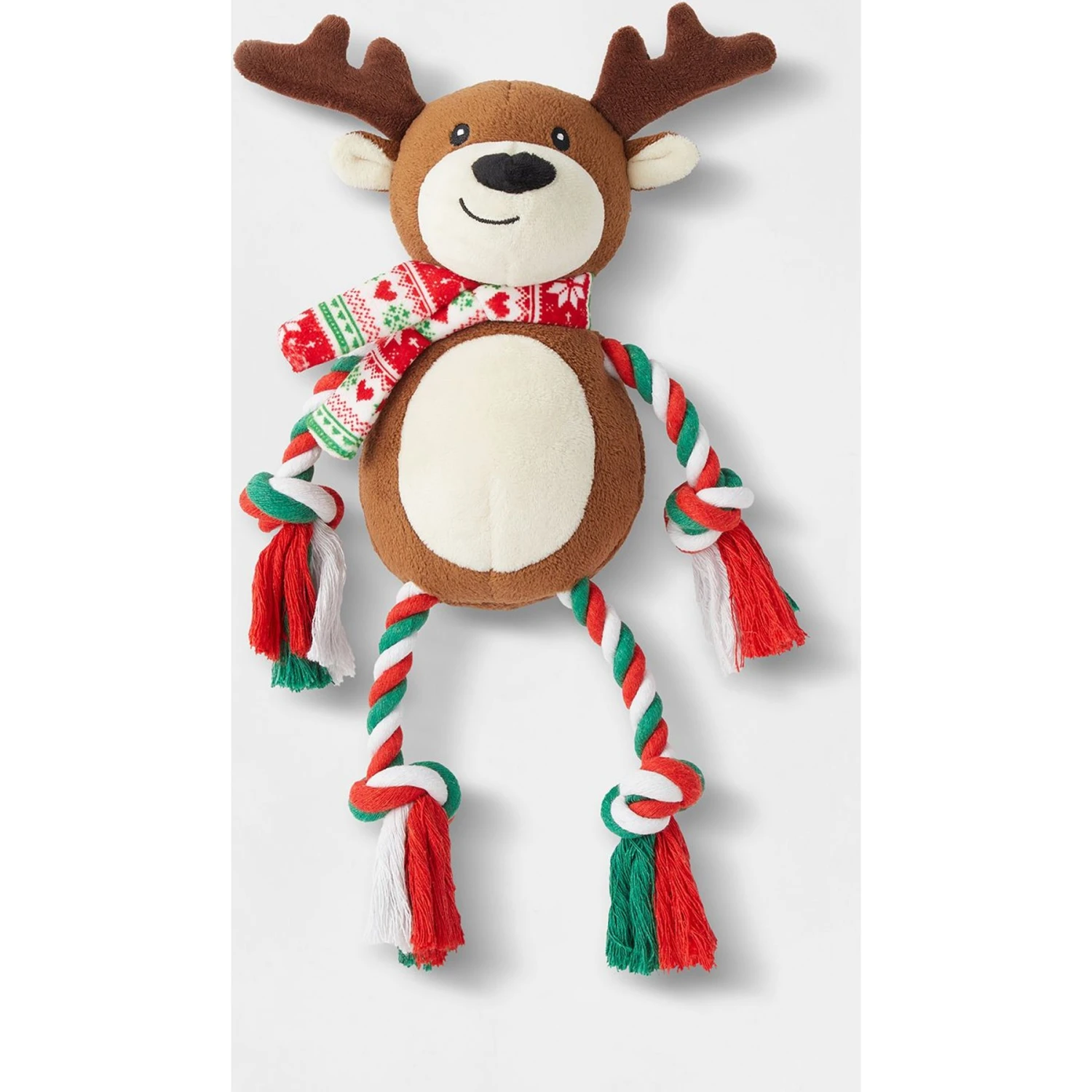 Frisco Holiday Reindeer Plush With Rope Squeaky Dog Toy & Frisco Holiday Lights Plush With Rope Squeaky Dog Toy - Image 2
