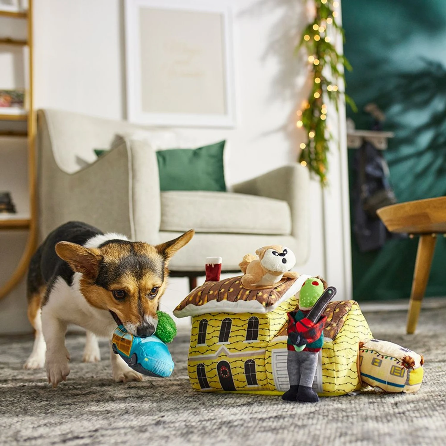 Frisco Holiday House Hide & Seek Puzzle Plush Squeaky Dog Toy & Frisco Holiday North Pole Mailbox Hide & Seek Puzzle Plush Squeaky Dog Toy - Image 4