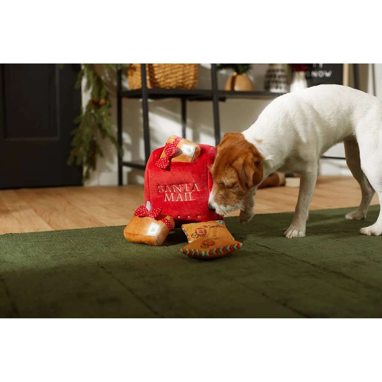 Frisco Holiday House Hide & Seek Puzzle Plush Squeaky Dog Toy & Frisco Holiday North Pole Mailbox Hide & Seek Puzzle Plush Squeaky Dog Toy - Image 7